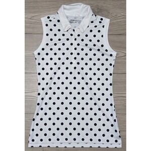 Nike Golf Dri Fit Golf Polo Womens XS White Polka Dots Sleeveless